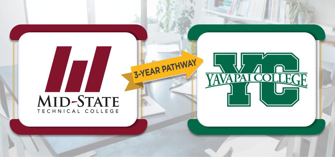 Mid-State Technical College and Yavapai College partnership logo.
