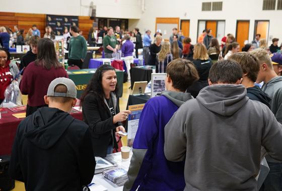 Post-secondary resource representatives and attendees at the 2022 Wisconsin Education Fair on Mid-State Technical College’s Wisconsin Rapids Campus.