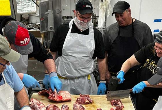 Mid-State Technical College Meat Cutting and Butchery certificate students practice meat processing techniques.