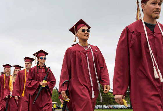 Mid-State Technical College graduates during the processional of the College’s spring 2025 commencement ceremony on the Wisconsin Rapids Campus. This year’s fall ceremony will be held on Saturday, Dec. 13. 