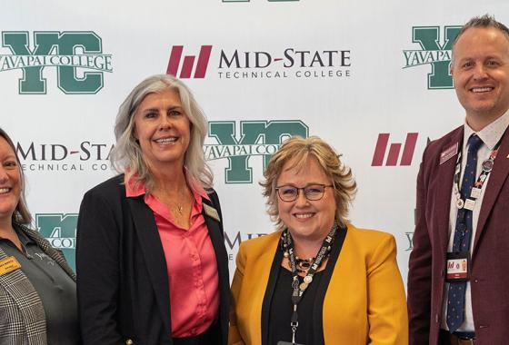 From left: Andrea Riffel, Yavapai College Director of Retention Advising, Dr. Lauri Dreher, Yavapai College Associate Dean of Articulation and Academic Partnerships; Dr. Shelly Mondeik, Mid-State Technical College President; Dr. Chris Severson, Mid-State Technical College Vice President of Academics.