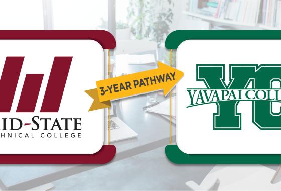 Mid-State Technical College and Yavapai College partnership logo.