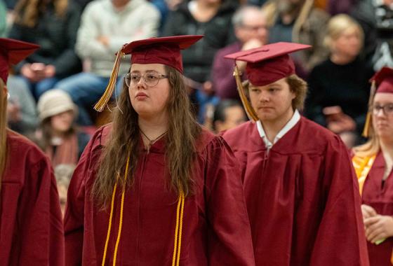Mid-State Technical College graduates during the processional of the College’s fall 2025 commencement ceremony. This year’s spring ceremony will be held on Saturday, May 16, on the Wisconsin Rapids Campus.