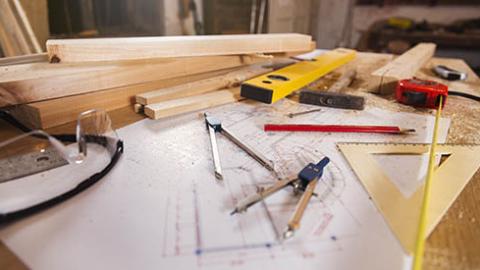 Architecture tools on a table