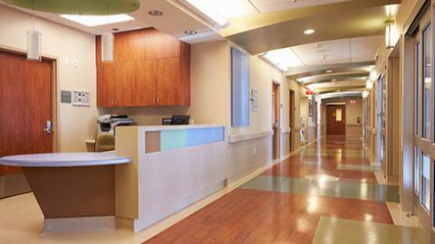 A hallway to a health services facility